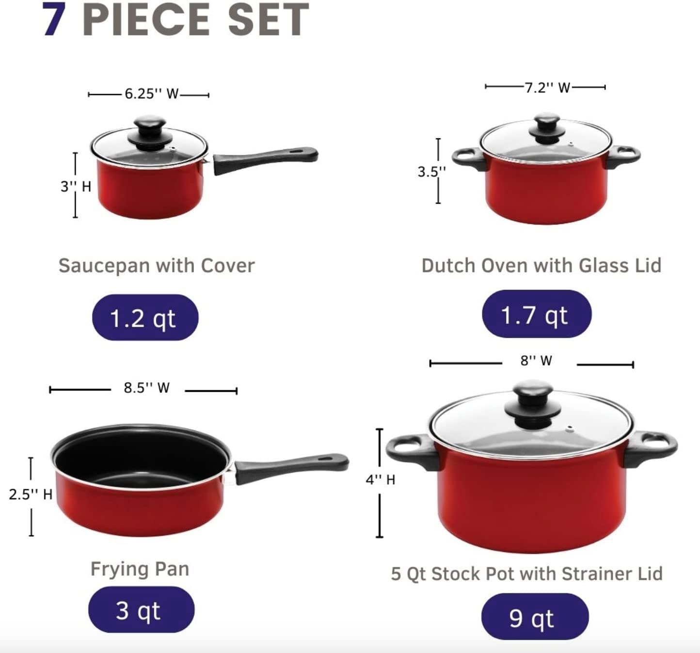 7-Piece Carbon Steel Nonstick Cookware Set